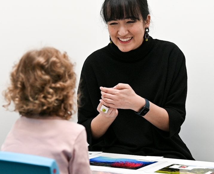 Speech Pathologist talking to a child