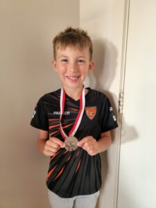 Parker with a medal